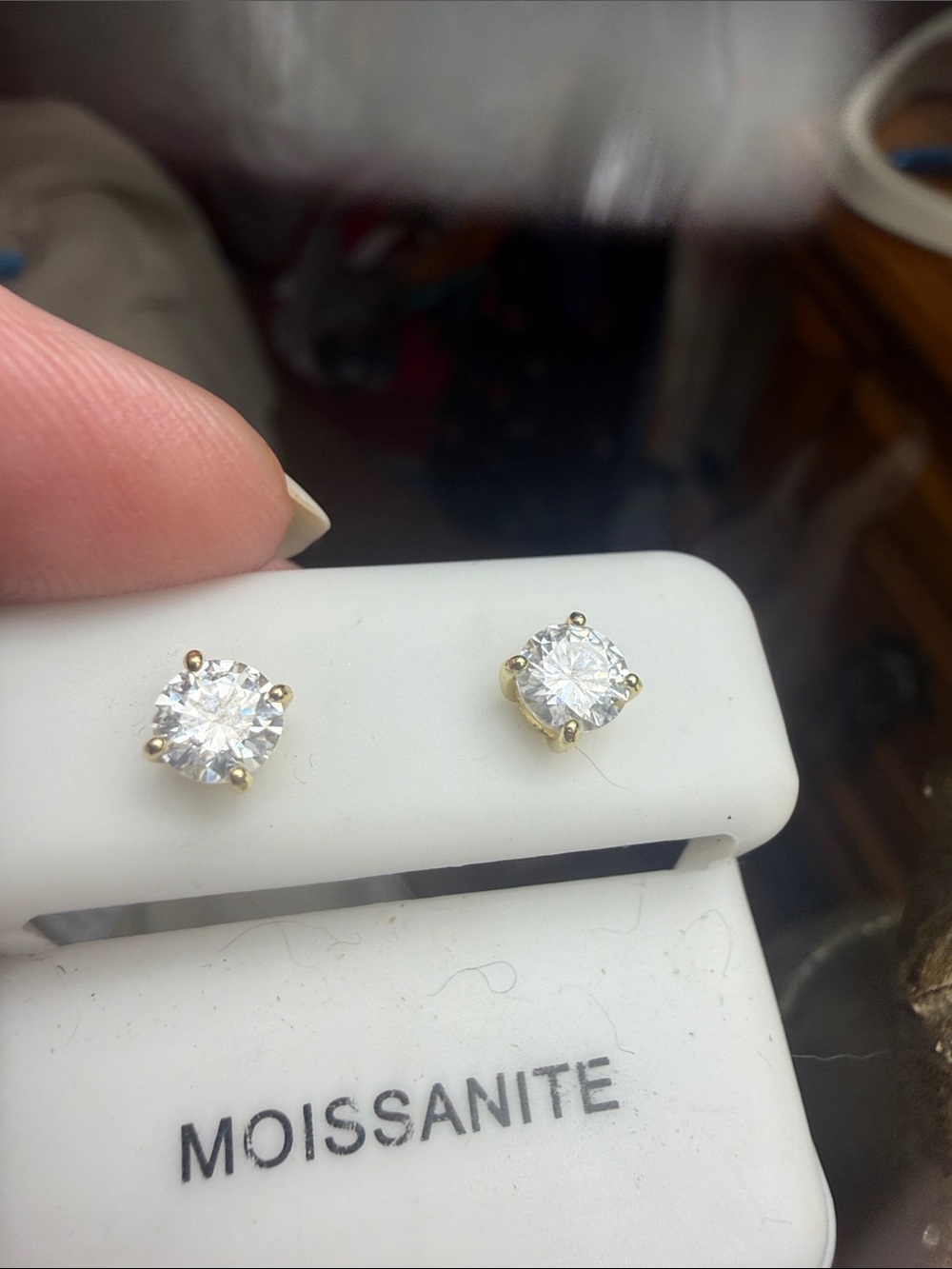 5mm Round GRA CERTIFIED MOISSANITE DIAMOND.83 CT Stud Earrings in Gold over SS - Picture 3 of 7